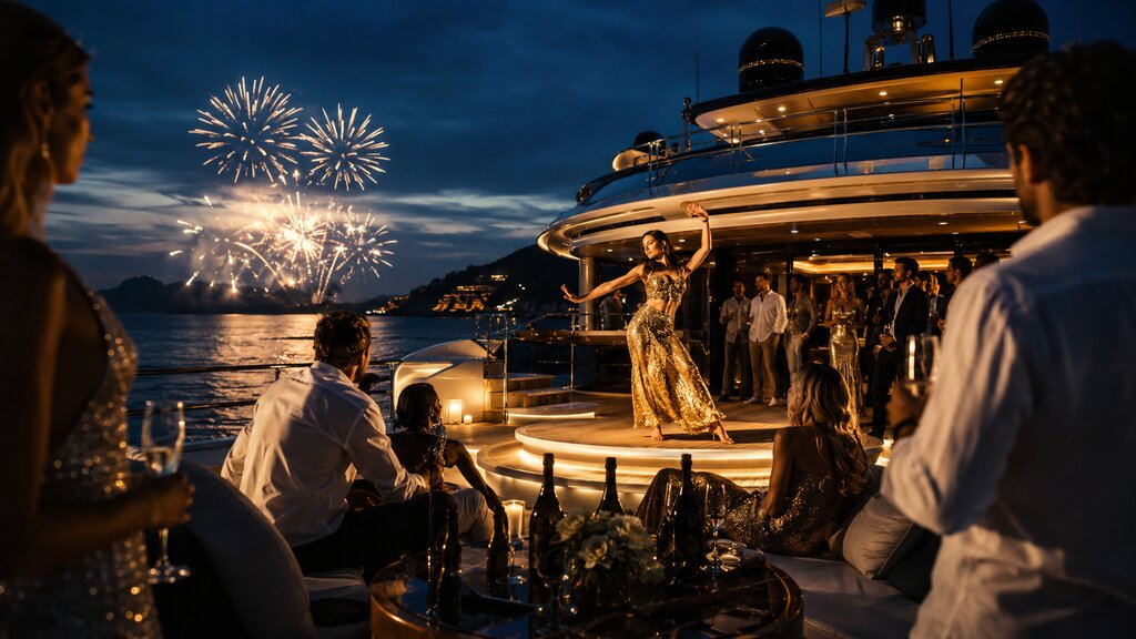Yate VIP premium con show privado para despedida de soltera en Mallorca